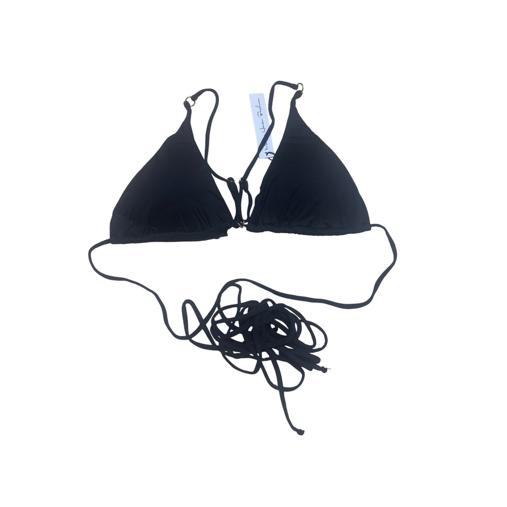 Monica Hansen Beachwear NWT Bikini Triangle Padded Top Strappy Black Size Medium